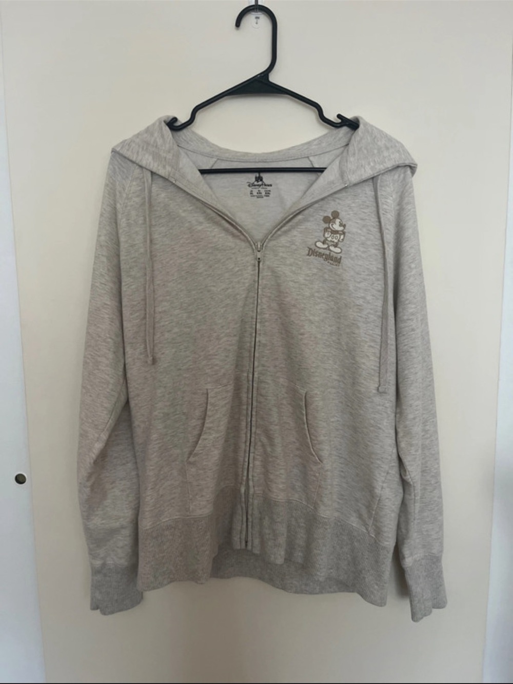 Disney Parks Disneyland Resort Mickey Mouse Embroidered Full Zip Hoodie Gray XL